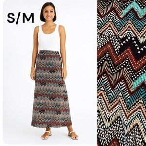 HOT KISS Maxi Skirt or Sundress Size S/M Fall Colours Zig Zag Tribal Pattern
